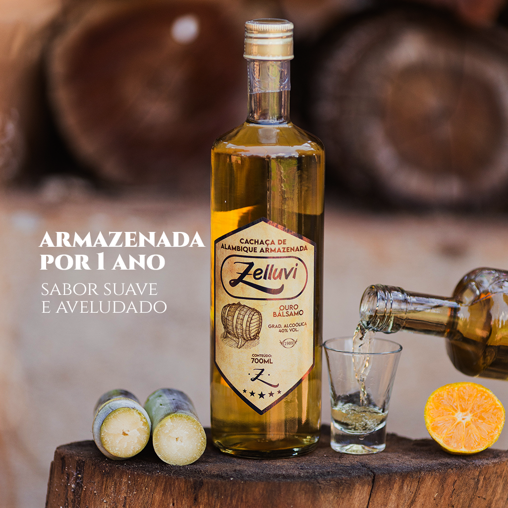 Cachaça de Alambique Armazenada - Ouro Bálsamo